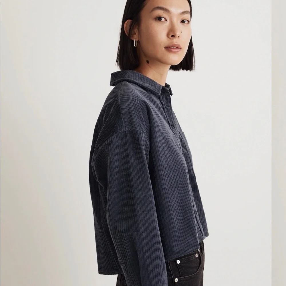 Madewell Dark Blue Corduroy Button-Up Shirt - Picture 3 of 6